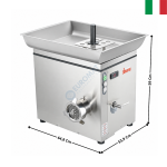 Hachoir à Viande Réfrigéré 700 kg/h – Trémie 21 Litres – Tout Inox AISI 304 – TC 32 - BUFFALO ICE Series | 21321I2B03F | SIRMAN