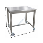 Table de service Inox soudées 60x60 Cm - Centrale - Sans étagère - Inox AISI 304 - Sur roulettes | 4RTZ100STC66 | L2G