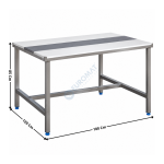 Table de Découpe Face à Face 180x120 Cm - Inox AISI 304 - Centrale, sans étagère et Plateau Polyéthylène Blanc HD500 de 25 mm | 120801 | L2G